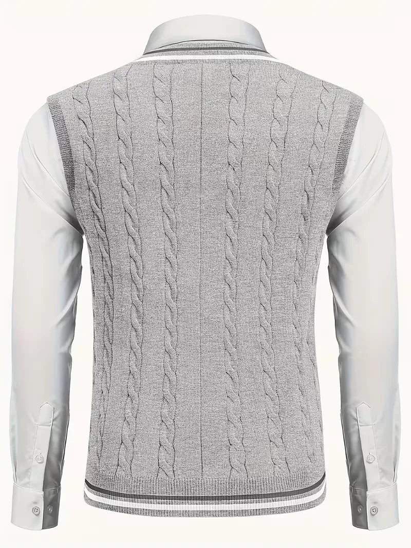 Mouwloos gebreid vest met V-hals