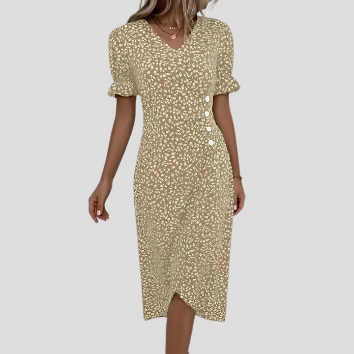 Stijlvolle Midi Jurk Met Floral Print En V-Hals Voor Dames