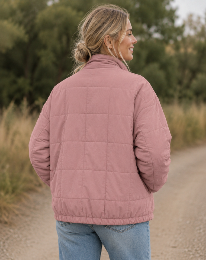 Quilted Bomberjack Met Ritssluiting En Steekzakken