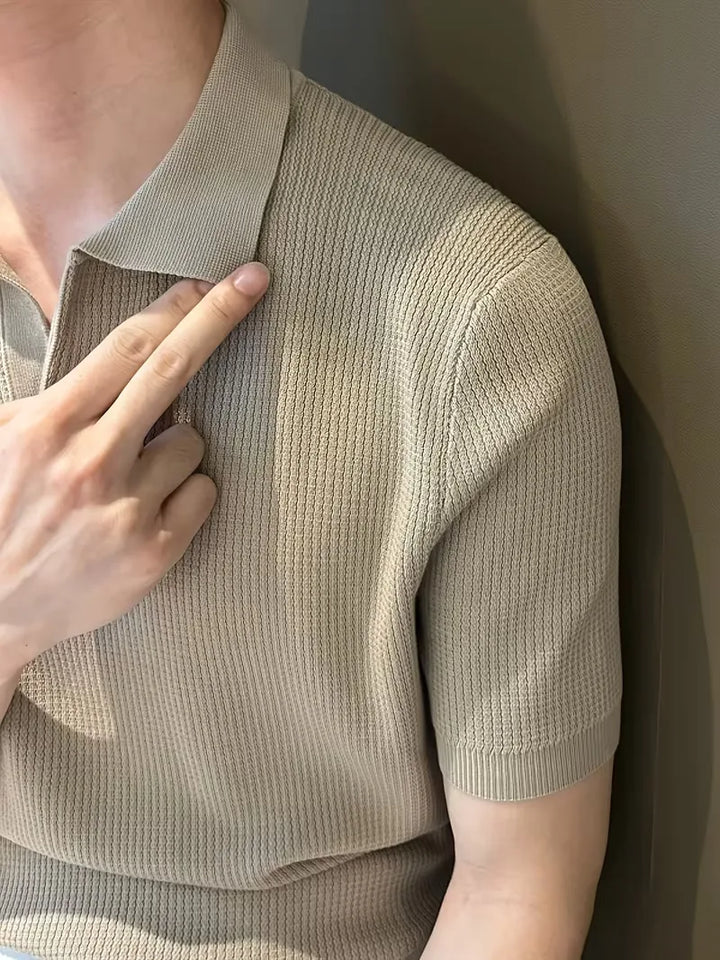 Polo met V-neck en korte mouwen