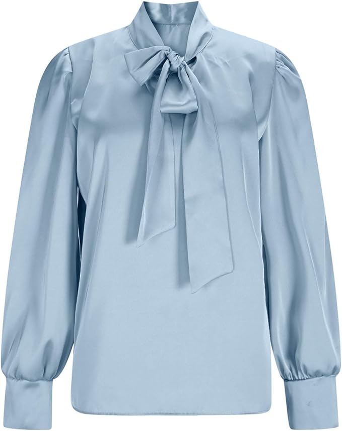 Elegante Dames Blouse met Strikdetail en Lange Mouwen