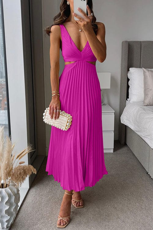 Elegante Gala Midi Jurk Met Luchtige Plissé voor Dames