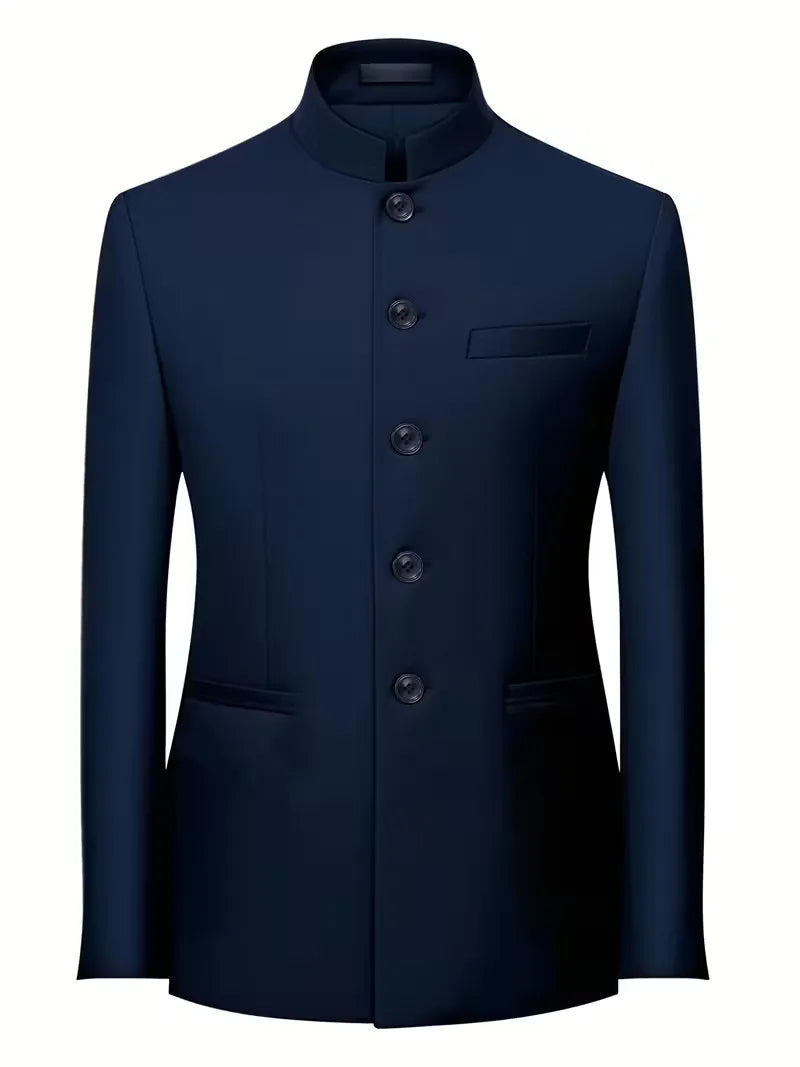 Blazer slim fit met mandarin collar