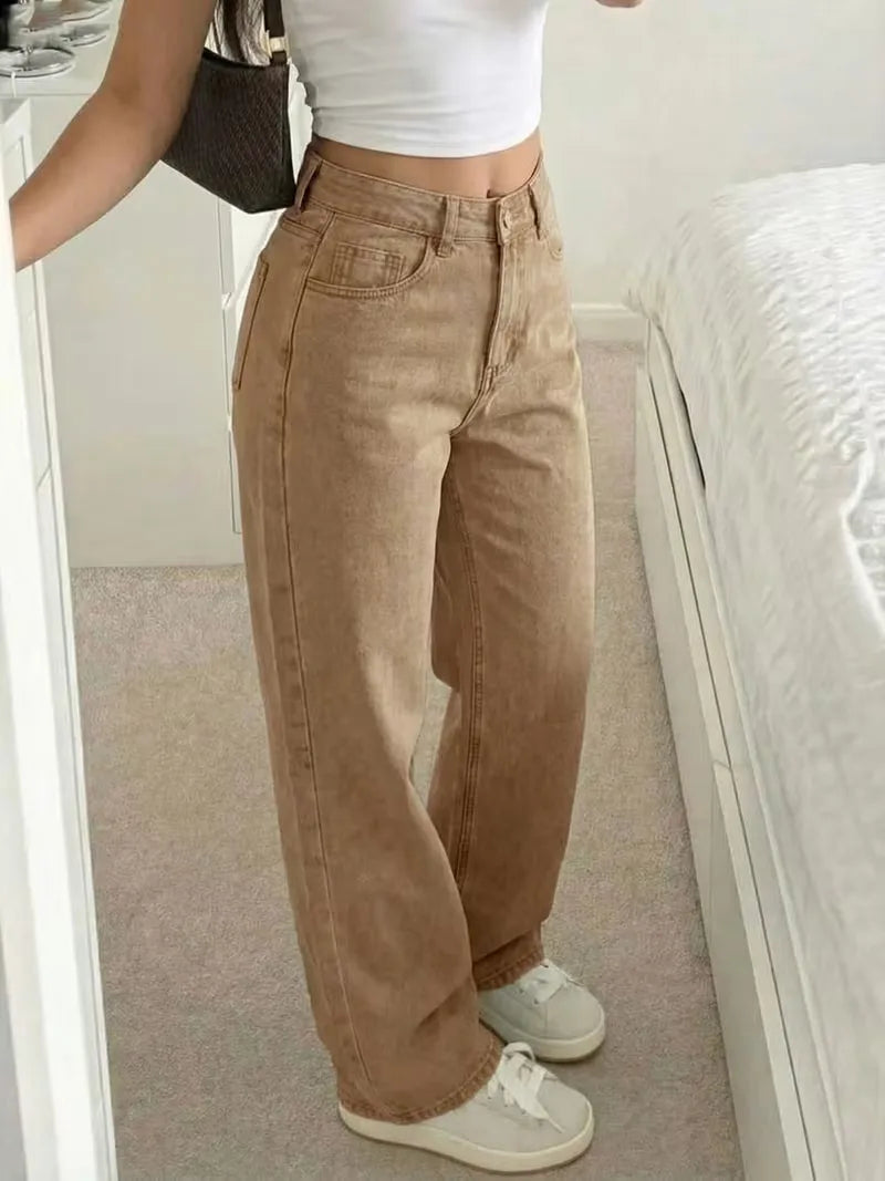 Straight jeans met mid-rise