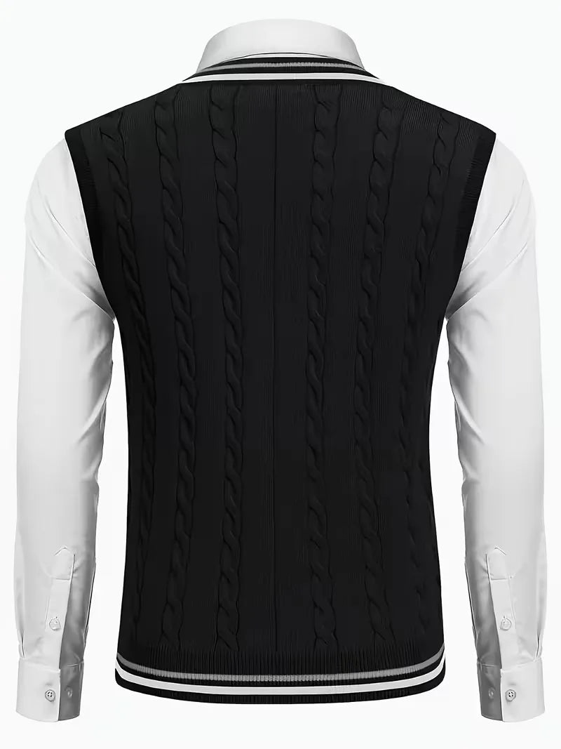 Mouwloos gebreid vest met V-hals