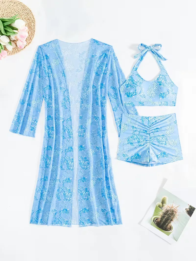 Cover-up met halternek en shorts