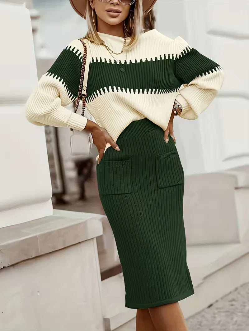 Tweedelige set met ribbed textuur