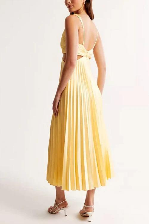 Elegante Gala Midi Jurk Met Luchtige Plissé voor Dames