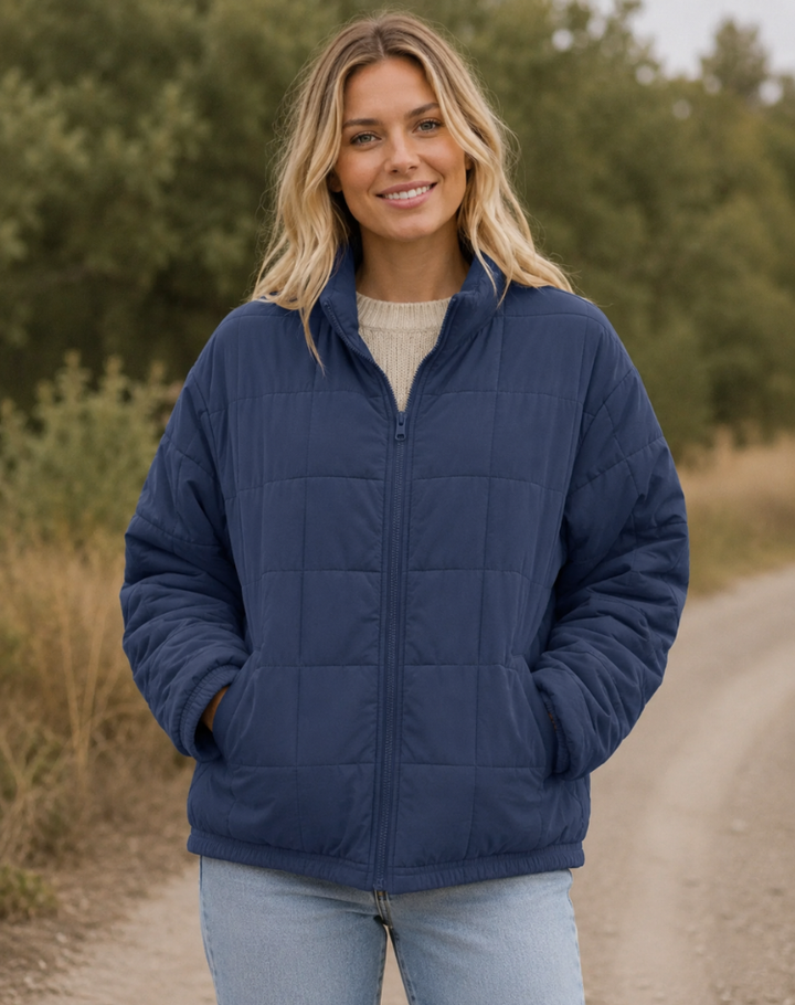 Quilted Bomberjack Met Ritssluiting En Steekzakken