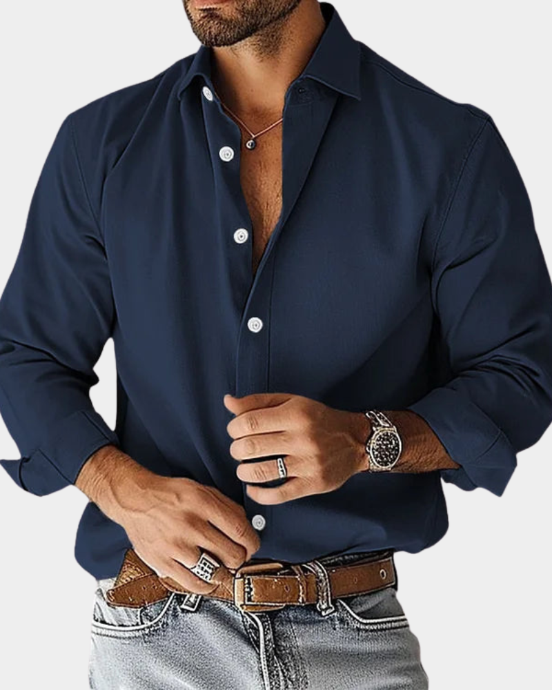 Heren Overhemd Met Lange Mouwen En Button Down Kraag Slim Fit