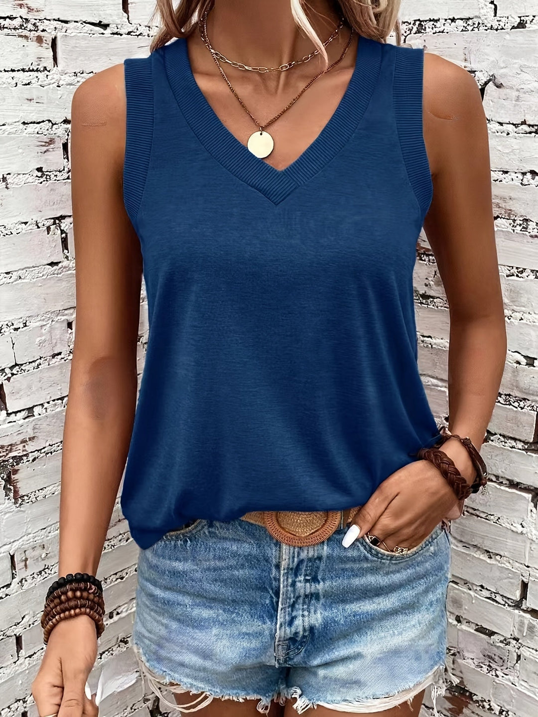 Chique Mouwloze Dames Tank Top met V-Hals