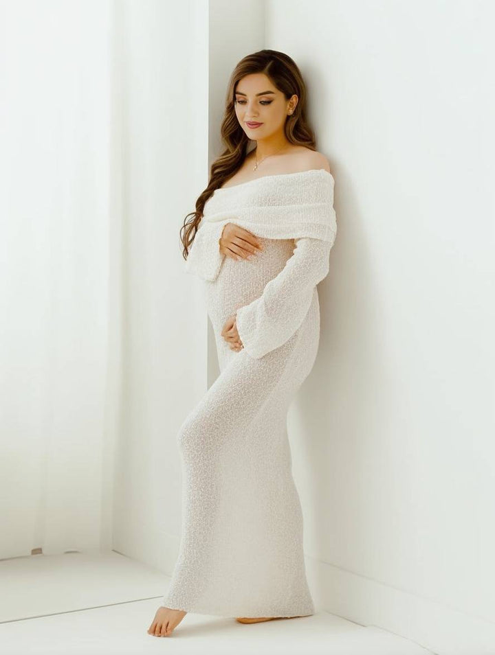 Zwangerschapsjurk Dames Regular Fit Off-shoulder Lange Mouwen
