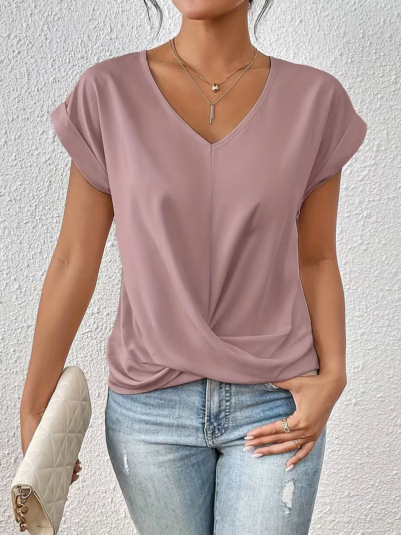 Elegante Top Met V Hals En Gedraaid Detail Voor Dames