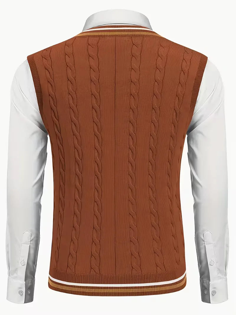 Mouwloos gebreid vest met V-hals