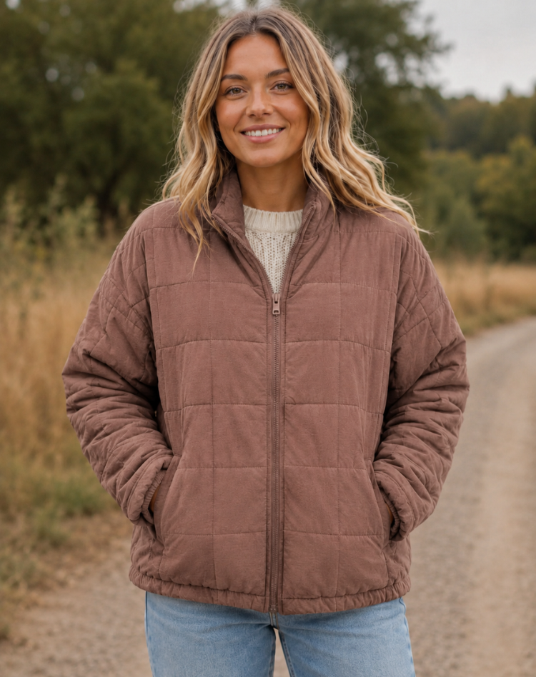 Quilted Bomberjack Met Ritssluiting En Steekzakken