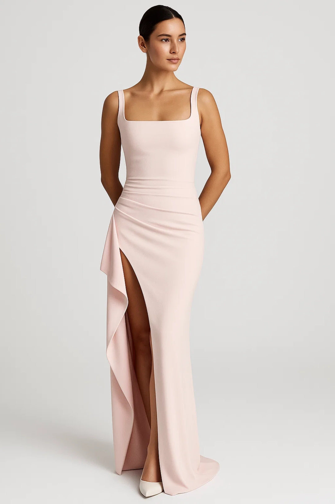 Maxi Jurk Dames - Strapless Look met Split | Elegant