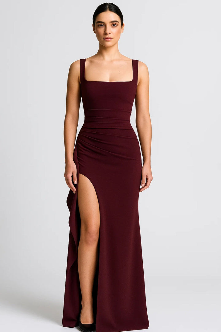 Maxi Jurk Dames - Strapless Look met Split | Elegant
