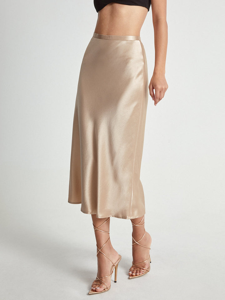Emma - Satijnen Midi-Rok Elegante Hoge Taille
