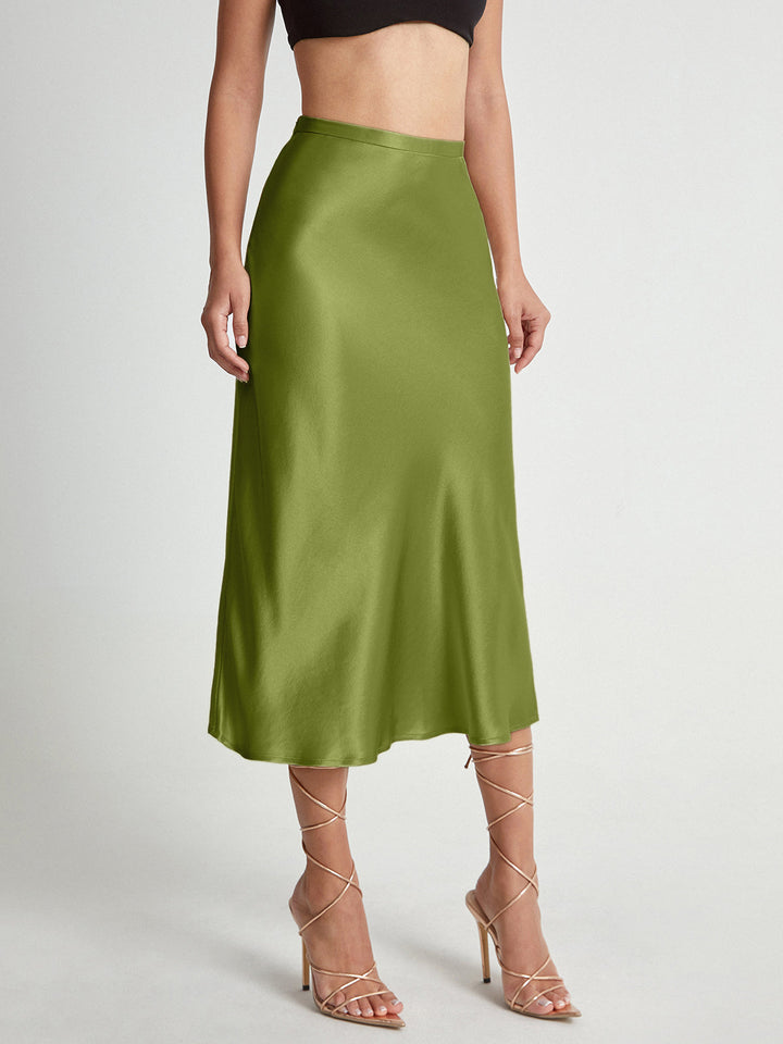 Emma - Satijnen Midi-Rok Elegante Hoge Taille