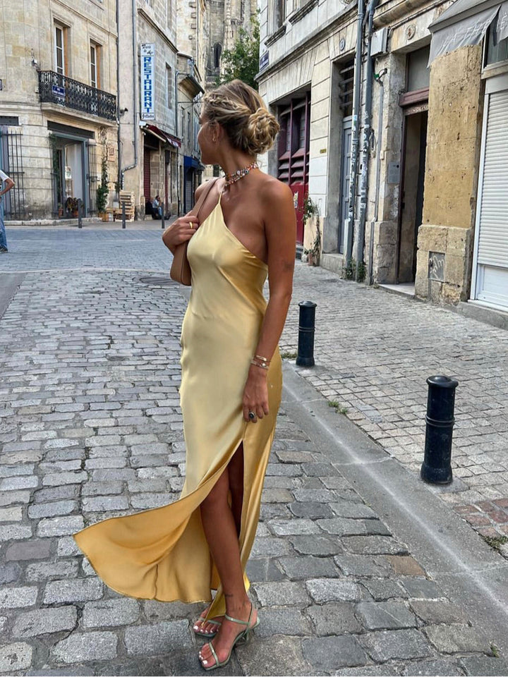 Mila-Rae - Dames Maxi Jurk met Open Rug en Split