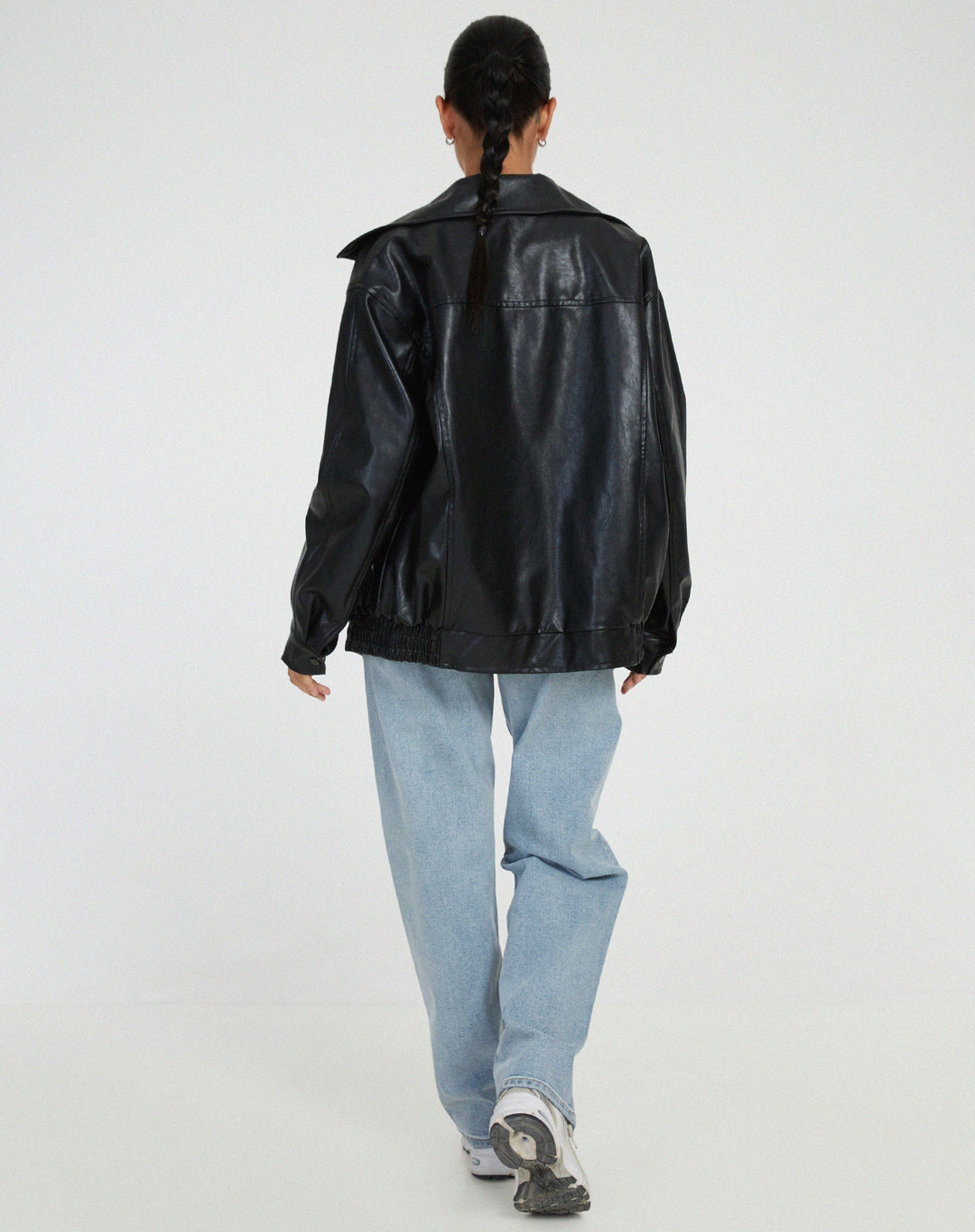Oversized Leren Jack dames met rits