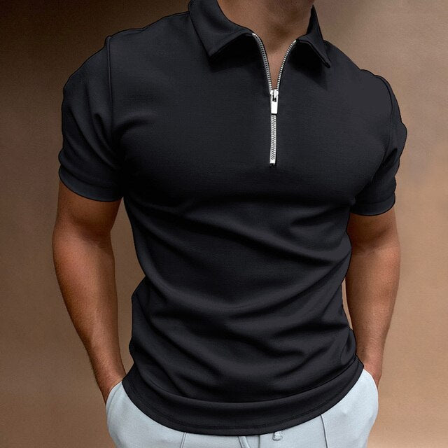 Bas - Casual Heren Polo met Ritskraag en Korte Mouwen