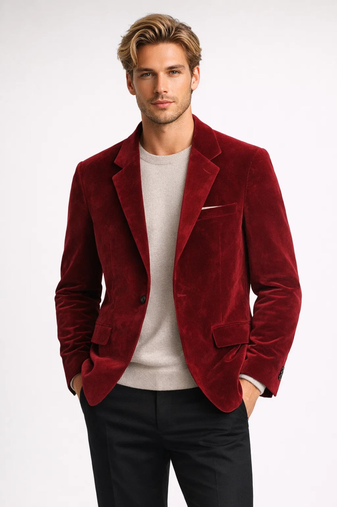Blazer Heren - Getailleerd Jasje met Revers en Pochet | Elegant