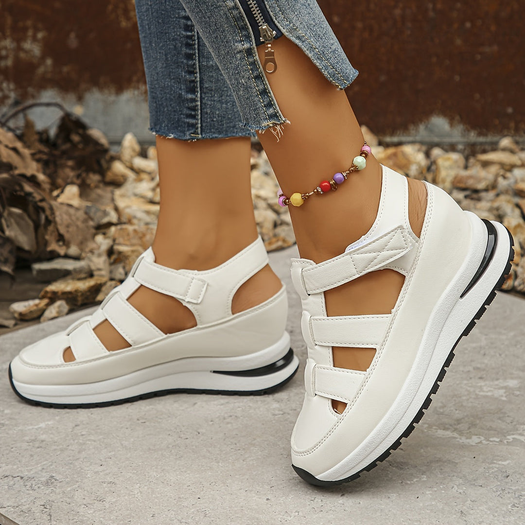Britt - Sportieve Orthopedische Sandalen Dames met Klittenband en Sleehak