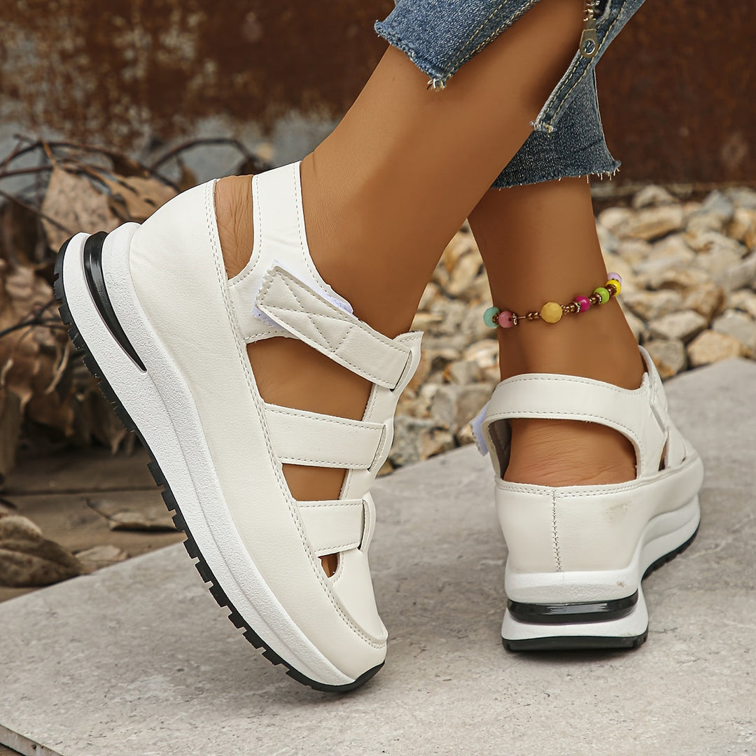 Britt - Sportieve Orthopedische Sandalen Dames met Klittenband en Sleehak