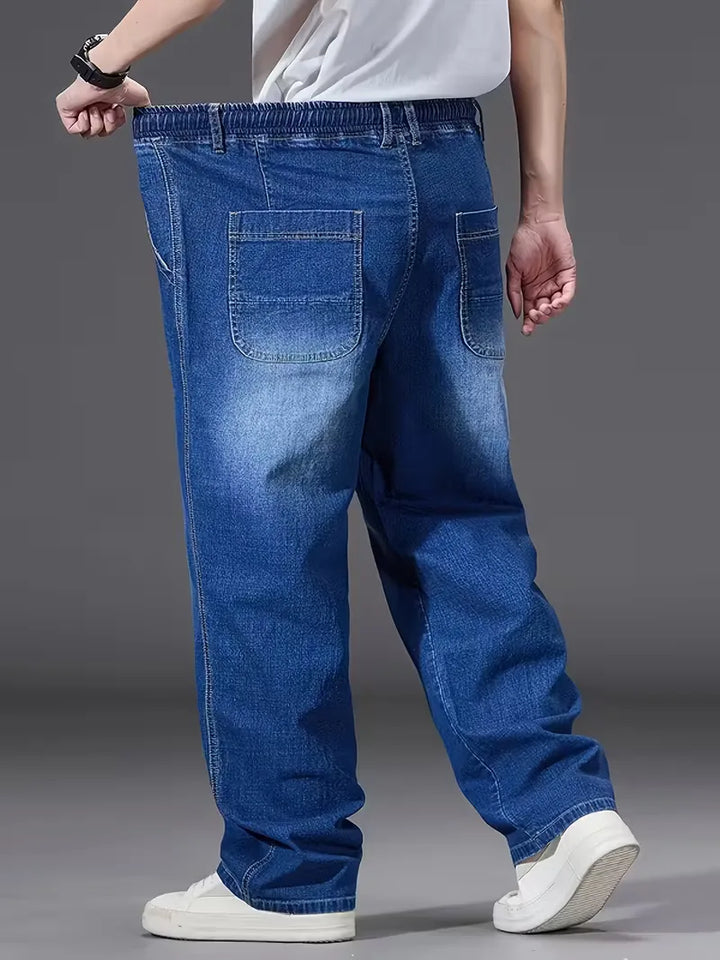 Broek met elastiek voor heren, los fit denim