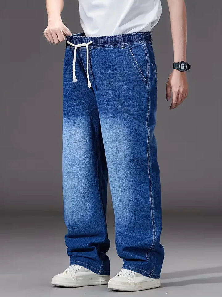 Broek met elastiek voor heren, los fit denim