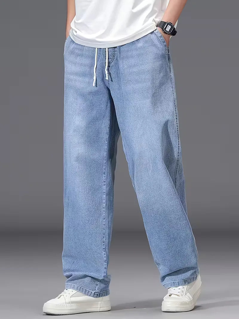 Broek met elastiek voor heren, los fit denim