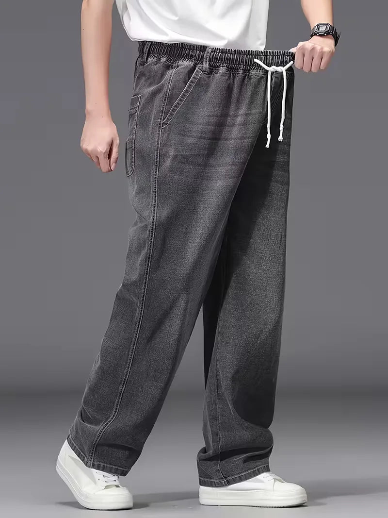Broek met elastiek voor heren, los fit denim