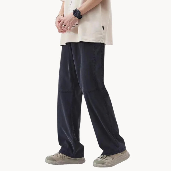 Herenbroek met rechte pasvorm en elastische taille