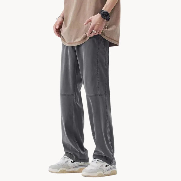 Herenbroek met rechte pasvorm en elastische taille