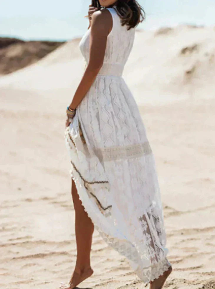 Dames boho maxi jurk met kant en zomer festival look