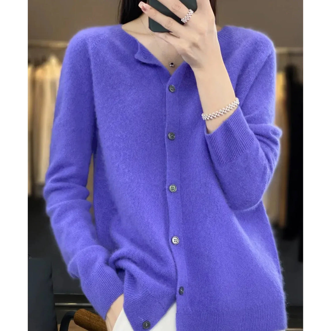 Merino wollen Cardigan met knoopsluiting en lange mouwen