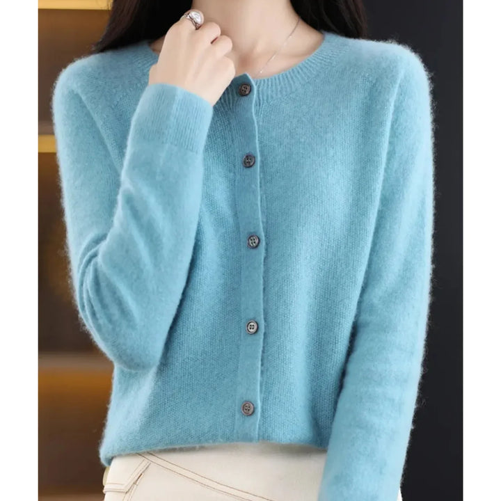 Merino wollen Cardigan met knoopsluiting en lange mouwen