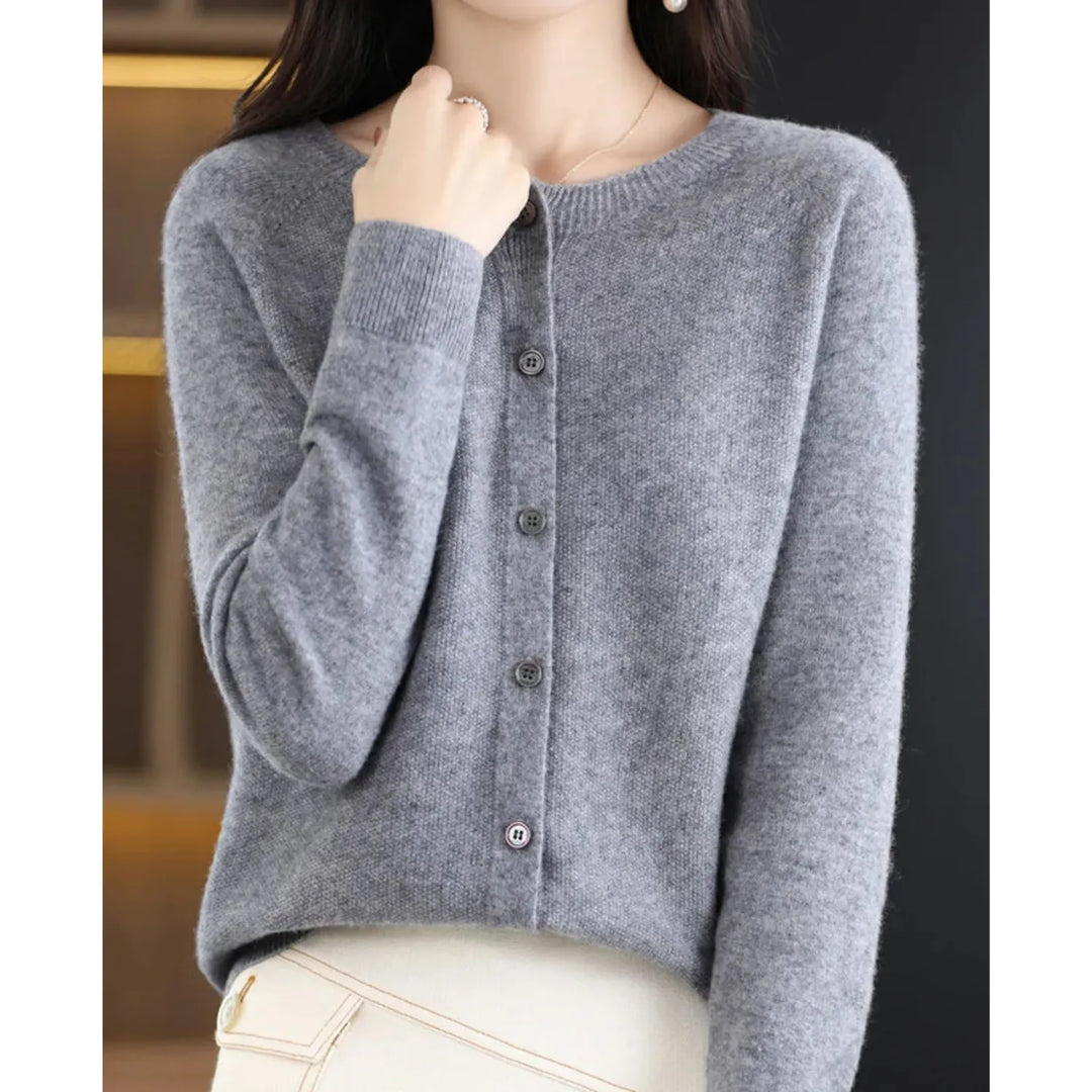 Merino wollen Cardigan met knoopsluiting en lange mouwen
