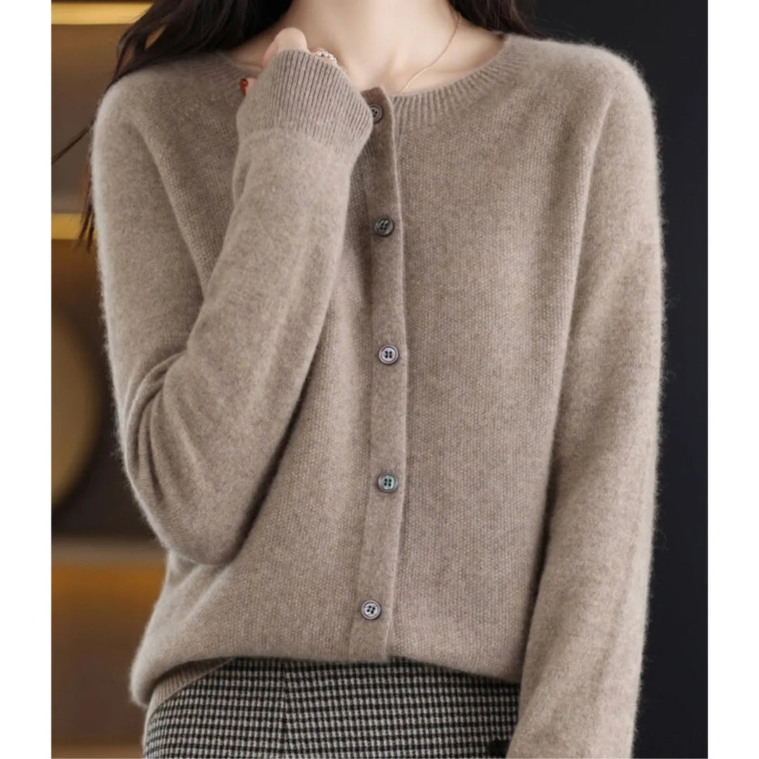 Merino wollen Cardigan met knoopsluiting en lange mouwen