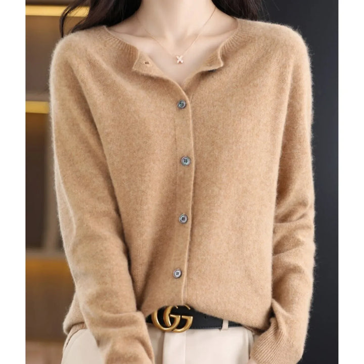 Merino wollen Cardigan met knoopsluiting en lange mouwen