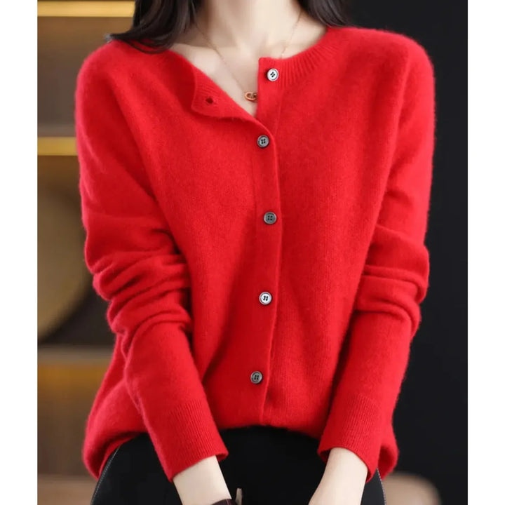 Merino wollen Cardigan met knoopsluiting en lange mouwen