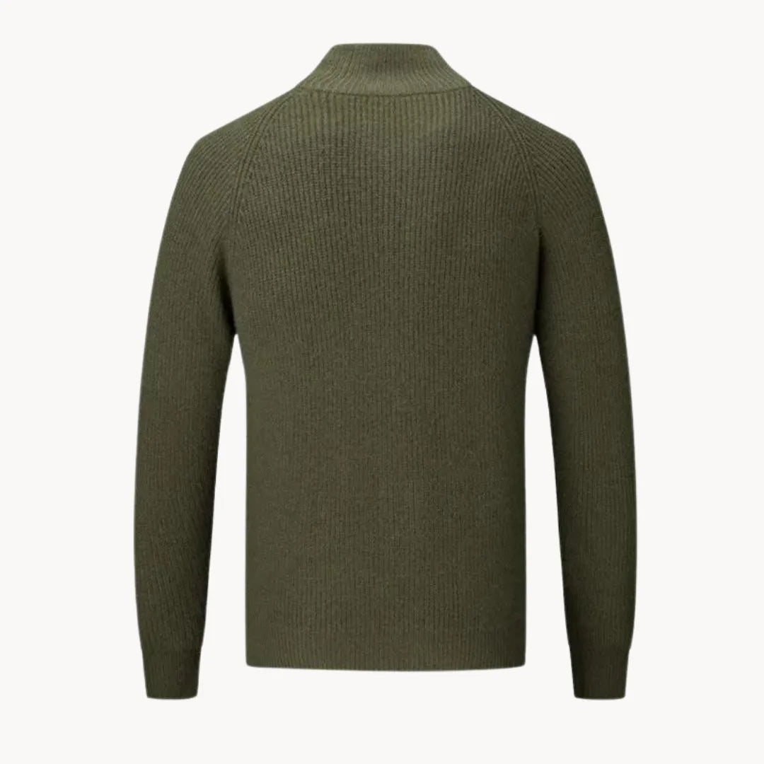 Hugo | Cashmere trui met volledige rits en opstaande kraag
