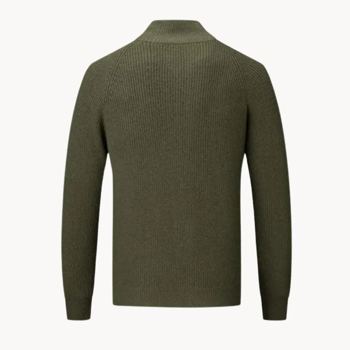 Hugo | Cashmere trui met volledige rits en opstaande kraag