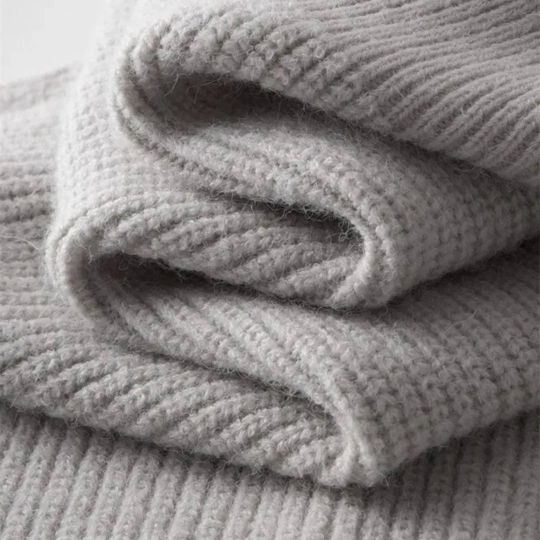 Hugo | Cashmere trui met volledige rits en opstaande kraag