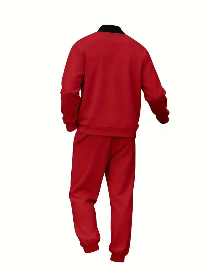 Casual heren set - jas met rits en ronde hals en broek