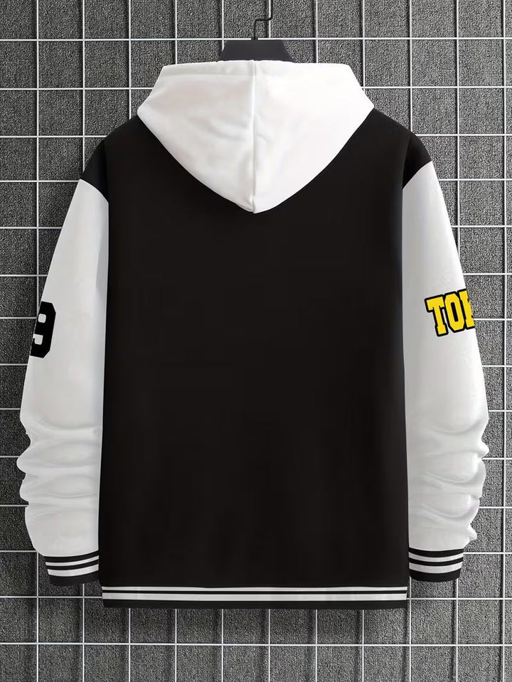Casual jas met color-block ontwerp en baseball kraag