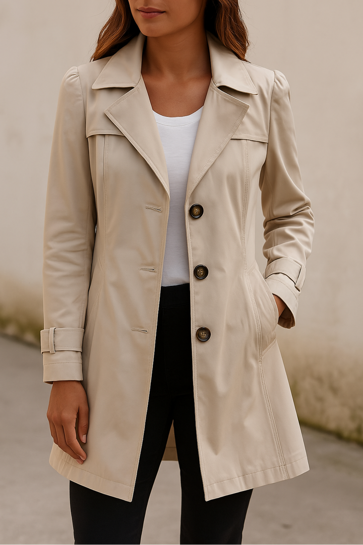 Getailleerde Dames Trenchcoat Met Knopen En Klassieke Kraag