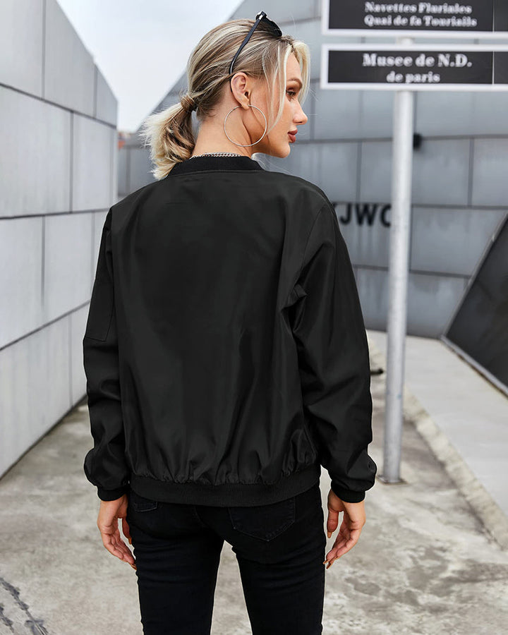 Klassiek Bomberjack Voor Dames Met Ritssluiting En Comfortabele Fit
