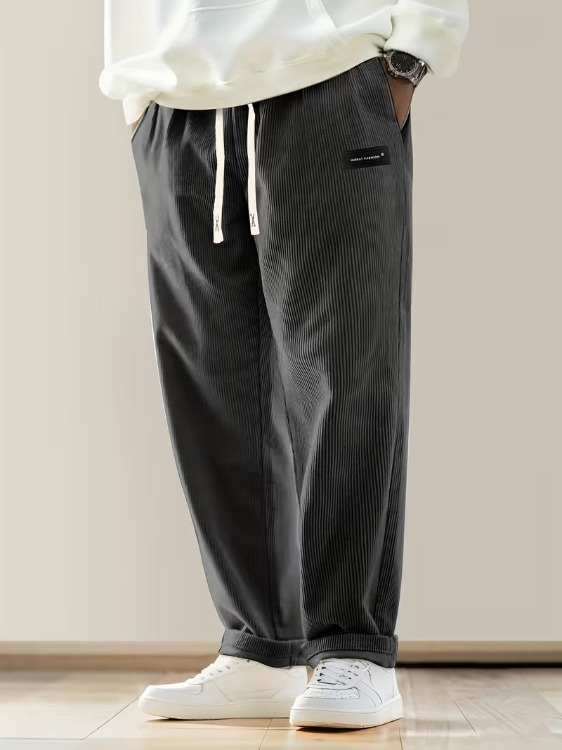 Corduroy broek met losse pasvorm en rechte pijpen
